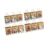 Gogogmee Paquet en Papier Kraft à Fond Carré pour Noël Lot de 24 Paquet Fourre-Tout Motifs Animaux Poignéés Pratiques pour Emballage Présent et Fêtes de Fin D’Année