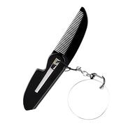 Gogogmee Peigne à Barbe Pliable Miroir Ovale 1 Pièce Petit Format Design Portable Pour Homme Pratique Voyages Porte-clés Inclus