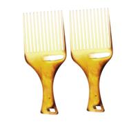 Gogogmee Peignes Afro Larges Dents en Plastique Lot de 2 Marron Design Simple et Élégant Coiffage et Démêlage pour Cheveux Bouclés