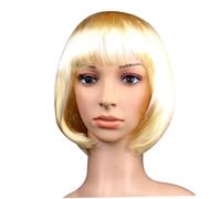 Gogogmee Perruque Bob Courte Synthétique Dorée avec Frange pour Femmes Cosplay et Fêtes Style Naturel et Adaptée Adultes et Garçon Fille