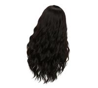 Gogogmee Perruque Longue Ondulée Naturelle Fibre Réaliste Cheveux Bouclés Volumineux Lace Front Wig pour Femmes et Filles Foncé