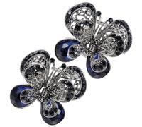 Gogogmee Pince à Cheveux et Adapté à Tous Types de Coiffures Léger Papillons en Alliage de Zinc et Cristal Bleu Lot de 2, pour Shopping et Voyage