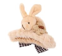 Gogogmee Pinces à Cheveux Femmes Grandes et Fortes Pince Griffe Peluche Lapin Marron Accessoires Coiffure pour Cheveux Épais et Longs Usage Quotidien et Fêtes