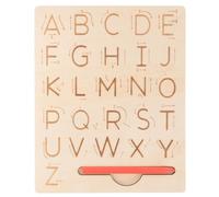 Gogogmee Planche à Tracer Éducative en Bois Massif Naturel, Double Face Pochoirs Lettres et Chiffres, Tableau D'écriture Alphabet pour Apprentissage Préscolaire, Éducatif pour Motricité