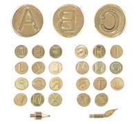 Gogogmee Pointes de Pyrogravure en Laiton pour Alphabet 26 Lettres, Ensemble Solide pour Gravure Bois Cuir Papier, Accessoires Créatifs pour Loisirs Artistiques, Transfert et Gaufrage