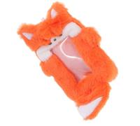 Gogogmee Porte-cartes en Peluche Orange Renard, Pochette de Protection pour Cartes Photo et Badges, Porte-badge Photo Mignon en Tissu Moelleux, Accessoire Bureau et Scolaire Pratique