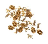 Gogogmee Porte-clés Bottes de Cowboy et Pendentifs Chapeaux Chevaux Western Femme Or 30 Pièces Breloques Thème Cowboy Bijoux Fête Anniversaire