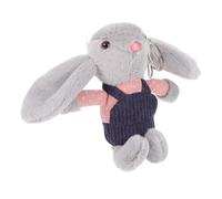 Gogogmee Porte-clés Lapin Peluche Douce et Moelleuse Coton PP Suspendu avec Design Salopette Amusante Cadeau Souvenir pour Décoration Sac Fille Garçon