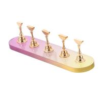 Gogogmee Présentoir à Ongles Acrylique Pratique pour Entraînement avec Support Magnétique Base Dégradée Ovale et Grands Petit Supports Dorés pour Affichage et Pratique Du Nail Art