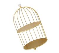 Gogogmee Présentoir Cosmétique Fer Doré à Deux Niveaux avec Design Cage Oiseau Support de Rangement Multifonction pour Produits de Beauté à Lèvres et Soins Organiseur Pratique pour Salle