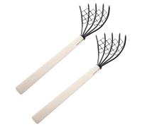 Gogogmee Râteau De Plage À 5 Dents en Acier Inoxydable avec Filet Maille pour Creuser Coquillages Palourdes Manche en Bois AntidéRapant De 15 Pouces pour Chasse À La Marée Et Jardinage