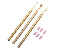 Gogogmee Repousse-cuticules Double Face en Métal Titanium Doré - Kit Manucure Professionnel 3 Pièces avec 6 Pierres à Limer - Outils de Soin des Ongles Portables avec Pochette Pvc, Nail