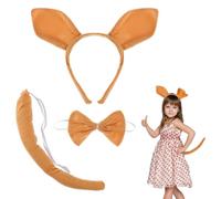 Gogogmee Serrage-tête Peluche Kangourou Queue et Nœud, Accessoire de Cosplay Animal 3 Pièces pour Fête, Costume Déguisement Kangourou, Bandeau Oreilles Confortable et Léger