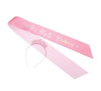 Gogogmee Set de Décoration Anniversaire Ans pour Filles Couronne Rose Scintillante et Écharpe Sash Serre-tête Tiara Léger et Confortable pour Fête Garçon Fille