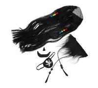 Gogogmee Set de Déguisement Pirate Cosplay avec Perruque Barbe Moustache et Cache-œil pour Halloween et Fêtes à Thème Accessoires Légers et Confortables pour Adultes