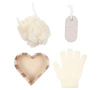 Gogogmee Set Exfoliant Corps avec Pierre de Soin Pied et Manchon Bain Nylon Kit Accessoires Bain pour Nettoyage Profond Peau Sèche et Dure Cadeau Boîte Rangement Pratique