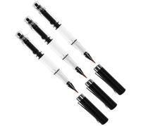 Gogogmee Stylo-plume à Piston 3pcs avec Pointe Pinceau Flexible, Encre Continue, Corps Acier Inoxydable, pour Calligraphie et Dessin Artistique la Maison Bureau