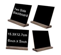 Gogogmee Tableau Noir Double Face Mini avec Socle Bois Ardoise de Table Effaçable pour Mariage Restaurant et Fêtes