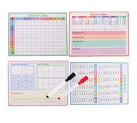 Gogogmee Tableaux Blancs Mathématiques Effaçables à Sec Double Face A4 Ensemble 4 Pièces Réutilisables pour Exercices D’Addition et Soustraction Fourniture Scolaire Portable pour Garçon