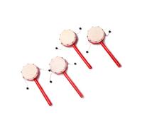 Gogogmee Tambour Jouet Traditionnel Chinois 7 Cm En Peau De Mouton Rouge, Lot De 2, Jouet à Secouer Éducatif Pour Bébé, Stimulation Auditive Et Coordination Main-œil