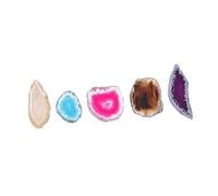 Gogogmee Tranches D'agate Naturelle Percées 5 Pcs Multicolores pour Création Bijoux Diy, Collier Artisanal, Décoration Artisanale, Accessoires de Bricolage, Projet Créatif, Présent Fête