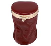 Gogogmee Trousse à Rouge à Lèvres Rétro et Portable en Cuir Véritable avec Miroir, Petite Pochette Maquillage Rangement Pratique et Élégant Rouge Travail ou