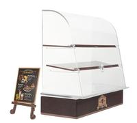 Gogogmee Vitrine à Gâteaux Miniature en Bois Marron pour Maison de Poupée Meuble de Rangement Décoratif Accessoire la Cuisine Modèle D’Armoire Carte Menu Aléatoire pour Décor et Jeu