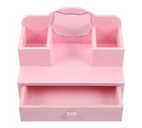 Gogogmee Wooden Dollhouse Vanity Table with Mirror and Drawers Miniature Dressing Table for Doll Bedroom Scale Makeup Furniture for Organized Pretend Play