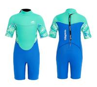 Gogokids Shorty Muta per Bambini, Mute in Neoprene da 2.5mm per Bambini, Mute Bagnate Corte Con Cerniera Posteriore per Comfort e Calore, Muta UV per Nuoto, Snorkeling e Surf, Età 2-3 Ragazzi, Verde