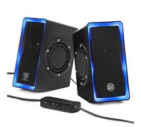 GOgroove Enceintes PC USB Stéréo avec LED, Basses Profondes, Haut-Parleurs Multimédia, Contrôle de Volume en Ligne - Compatible avec Ordinateurs Portables / Bureau, Tablettes, Smartphones, MP3 - Noir