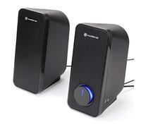 GOgroove Haut-Parleurs Enceintes Port USB Multimédias UB2 - Pilotes à 2 Voies, Prises d'Entrée Casque et AUX Intégrées, Bouton de Volume à Del - Convient pour Ordinateurs de Bureau & Portables