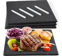 GOH DODD Lot de 3 planches à fromage carrées en ardoise - 30,5 x 30,5 cm - Plateau de service gourmet - Tableau noir pour charcuterie, viande, gâteau, fruits, apéritifs, fruits secs, Sussi