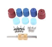 gohantee 17Pcs Air Conditioning Valve Cap Air Conditioner Valve Core Romver Tool Kit for A/C R12 R134a Refrigeration, Valve Stem Core Rmover Tool HVAC System Seal Caps Kit