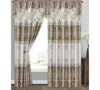 GOHD Golden Ocean Home Decor Harmony Horizon Lot de 2 Rideaux de fenêtre Jacquard avec cantonnière Fantaisie attachée 137,2 cm de Large x 229 cm de Hauteur avec cantonnière de 45,7 cm (Sable)