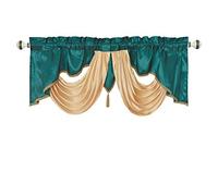 GOHD Valarie Cantonnière de fenêtre Fantaisie 137,2 x 45,7 cm Tissu Taffetas avec Ruban satiné Doux. Ajoutez Une Touche de Luxe Royal à Votre intérieur. (Bleu Sarcelle)