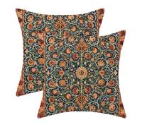 Gohdiwh William Morris Lot de 2 housses de coussin décoratives à motif floral bohème vintage et rustique pour canapé, lit, décoration d'extérieur - 45 x 45 cm