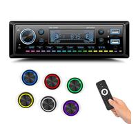 GOHHDL Autoradio Bluetooth 5.0, 1 DIN Radio Voiture Récepteur avec Bluetooth Mains Libres, 7 Couleurs FM Radio avec 2 USBUSB/AUX/SD