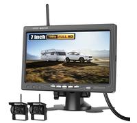 GOHHDL Camera de Recul pour Voiture 2 Caméras sans Fil WiFi Stable, 1080P HD Caméra de recul IP68 étanche Avertisseur d'angle Mort pour Camping Car/Camion/RV/Remorques/Agricole/Motorhome 12V-24V