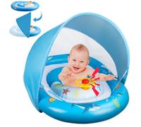 GOHHME Bouée Bébé Conception à Double Anneau pour Plus de Sécurité Pare-Soleil Réglable Siège Sécurisé et Confortable Klaxon Jouet Cadeaux d'eau pour l'été Bouee Bebe
