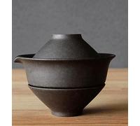 Gohobi Service à thé de voyage Gaiwan en céramique fait à la main - Théière et tasse Gongfu portable - Ensemble cadeau de thé à emporter de style japonais-chinois (3 couleurs) (noir)