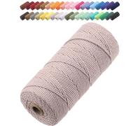 GOHOF Cordon en macramé en coton de qualité supérieure, 2 mm x 205 m, 3 brins torsadés en coton doux, l'un des matériaux les plus parfaits pour l'art du macramé, cordon en coton sans produits