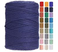 GOHOF Cordon en macramé en coton de qualité supérieure, 4 brins torsadés en coton doux, l'un des matériaux les plus parfaits pour l'art du macramé, corde en coton sans produits chimiques (denim)