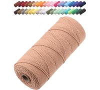 GOHOF Cordon en macramé en coton doux, 2 mm x 205 m, 3 brins torsadés en coton doux, l'un des matériaux les plus parfaits pour l'art du macramé, corde en coton sans produits chimiques (saumon)