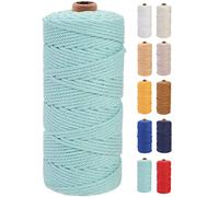 GOHOF Cordon pour macramé,3 mmx100 m,En coton de qualité supérieure, l'un des matériaux les plus parfaits pour l'art du macramé, ficelle de coton sans produits chimiques (cyan)