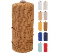 GOHOF Cordon pour macramé,3 mmx100 m,En coton de qualité supérieure, l'un des matériaux les plus parfaits pour l'art du macramé, corde en coton sans produits chimiques (couleur caramel)