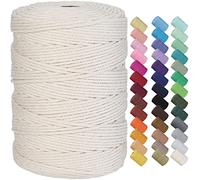 GOHOF Cordon pour macramé en coton de qualité supérieure, 4 brins torsadés en coton doux, l'un des matériaux les plus parfaits pour l'art du macramé, ficelle en coton sans produits chimiques (beige)