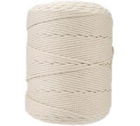 GOHOF Cordon pour macramé en coton doux, 4 mmx300 m, de qualité supérieure pour macramé, l'un des matériaux les plus parfaits pour l'art du macramé, ficelle en coton sans produits chimiques (beige)