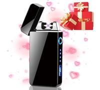 Gohytal Briquet Électrique pour Papa Homme Anniversaire, USB Briquet Electrique Rechargeable Briquet Arc Électrique avec Indicateur Puissance Commande Tactile Briquet Cadeau Original Femme Homme Pères