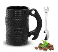 Gohytal Grande tasse de pneu 500 ml Tasse créative en céramique en forme de pneu Tasse à café pour hommes pour le bureau pour les amateurs de voiture pour la maison, cadeau pour les conducteurs