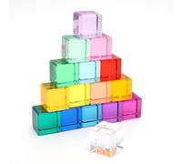 Gohytal Lot de 15 blocs de construction arc-en-ciel Montessori pour enfants à partir de 3 ans - Pierres acryliques colorées pour enfants - Jouets éducatifs pour garçons et filles